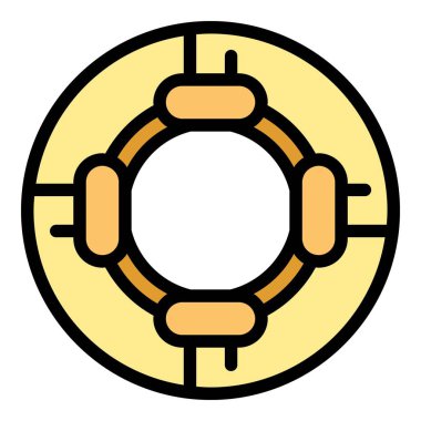 Lifebuoy simgesi ana hat vektörü. Sahil Güvenlik. Deniz kurtarma rengi düz