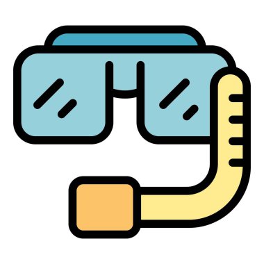 Sahil Güvenlik dalış maskesi ana hatları vektörü. Deniz kurtarma. Su cankurtaran botu rengi düz