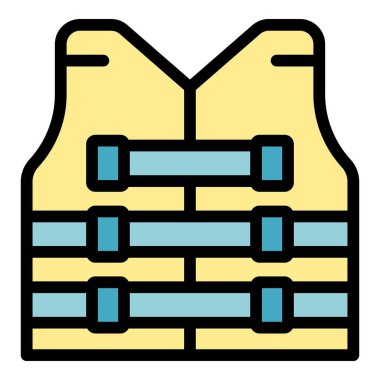 Sahil Güvenlik yelek ikonu ana hat vektörü. Deniz kurtarma. Hava gemisi rengi düz