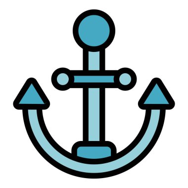 Gemi çapa simgesi ana hat vektörü. Güvenlik acil durumu. Deniz kıyısı rengi düz