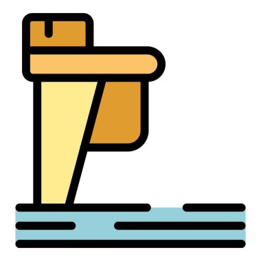 Sahil simgesi ana hat vektörü. Acil durum görevlisi. Deniz gemisi rengi düz