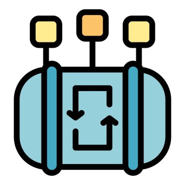 Biyogaz tankı ikonu ana hat vektörü. Çevre döngüsü. Yakıt alanı rengi düz