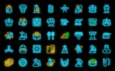 Naylon aksesuar simgeleri ana hatları belirler. Menü yaşam tarzı. Kutu siyah üzerine neon rengi bırakır