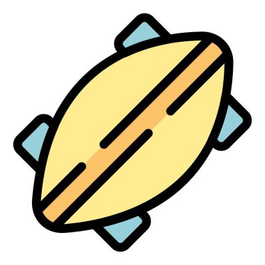 Hipster Longboard simgesi ana hat vektörü. Spor aktivitesi. Spor retro rengi düz