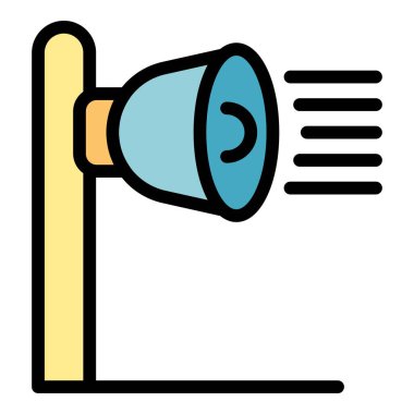 Siren baskın ikonu ana hat vektörü. Hava alarmı. Düz askeri alarma geçir