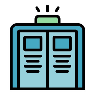 Acil servis kapısı ikonu ana hat vektörü. Tıbbi hasta. Klinik sağlık rengi düz