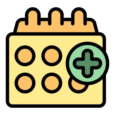 Klinik takvim ikonu ana hatları vektörü. Hastane odası. Tıbbi hasta rengi düz