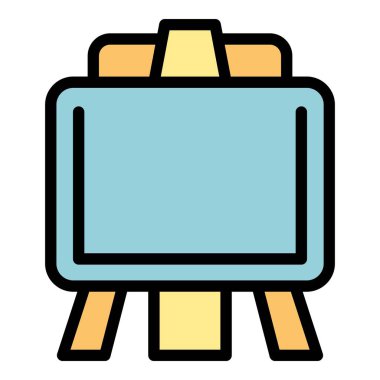 Branda simgesi ana hatları vektörü. Sanat stüdyosu. Boyama atölyesi rengi düz