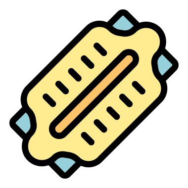 Uzun tahta güverte simgesi ana hat vektörü. Spor aktivitesi. Paten taşıma rengi düz