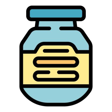 Amerikan gıda ikonu ana hatları vektörü. Fıstık ezmesi. Fındık kavanozu rengi düz