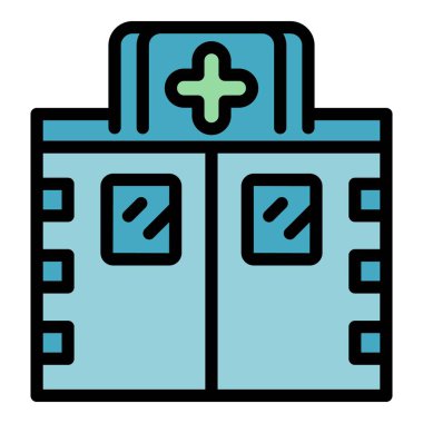 Acil servis ikonu ana hat vektörü. Tıp doktoru. Tıp kliniği rengi düz