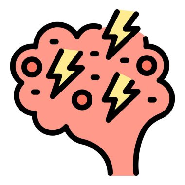 Beyin fırtınası ikon anahat vektörü. Klinik tıbbı. Hastane odası rengi düz