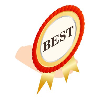 En iyi sembol izometrik vektörü. İnsan eliyle en iyi kalite işareti. Kalite kavramı