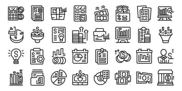 Financial Planner Icons Set Outline Vector Money Account Business Budget — Stock Vector