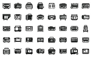 Power generator icons set simple vector. Electric engine. Power equipment clipart