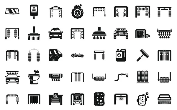 Los Iconos Automatizados Del Lavado Del Coche Fijan Vector Simple — Archivo Imágenes Vectoriales