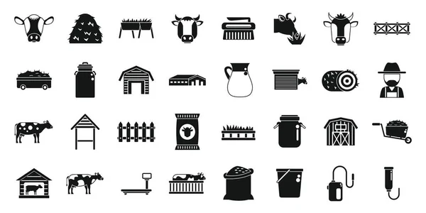 stock vector Breeding cows icons set simple vector. Cattle milk. Eat dairy animal