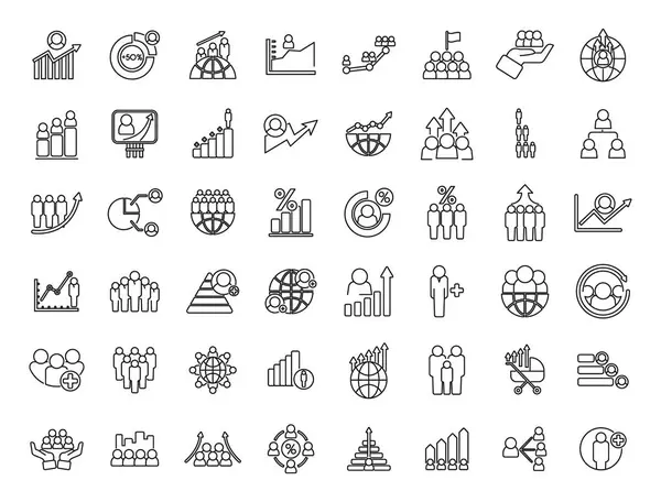 Population Growth Icons Set Outline Vector Population Ability Census Area — Stock Vector