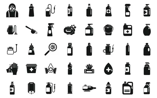 Los Iconos Desinfectantes Establecen Vector Simple Limpia Limpieza Seguridad — Archivo Imágenes Vectoriales
