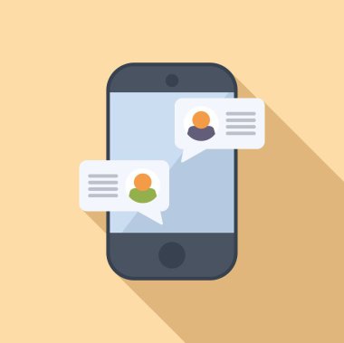 Telefon yeni sohbet simgesi düz vektörü. Düğme grubu. Haber işareti