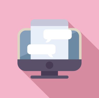 Bilgisayar sohbet simgesi düz vektörü. İnternet sitesi. İçerik cep telefonu