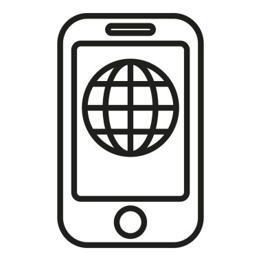 Akıllı Telefon Ağı ikon ana hatları vektörü. Sosyal medya. İş ögesi