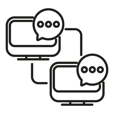 Ağ sohbet grubu simgesi ana hatları vektörü. İçerik teması. Taşınabilir internet