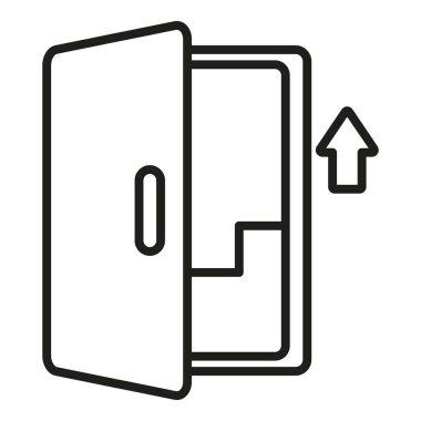 Merdiven çıkış ikonu ana hat vektörü. Yangın alarmı. Kişi kaçışı