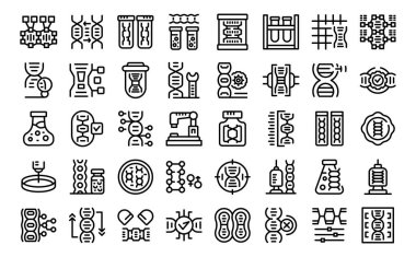 Gen terapisi ikonları ana hatları belirler. Bilim hücre terapisi. Gelecekteki DNA sağlığı