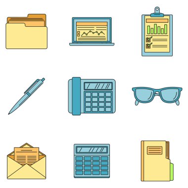 Uluslararası muhasebe günü ikonu seti. Uluslararası muhasebe günü vektör simgelerinin ana hatları beyaz üzerine ince çizgi rengi düz