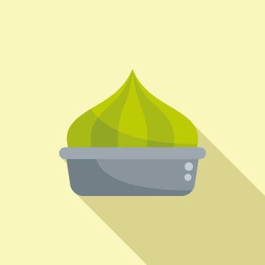 Krem wasabi pot ikonu düz vektör. Bitki yemeği. Restoran sağlıklı yemek.