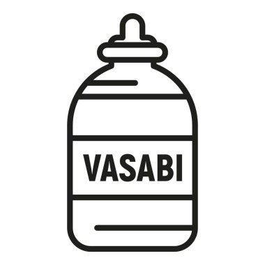 Wasabi plastik şişe ikonu ana hat vektörü. Asya kültürü. Diyet doğal sağlıklı yiyecek.