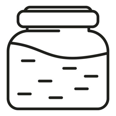 Büyük wasabi krem kavanozu ikon ana hatları vektörü. Asya kültürü. Tabak diyeti, doğal yemek.