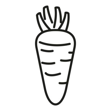 Taze kök wasabi ikon ana hatları vektörü. Baharatlı yemek. Kök yaprağını yapıştır