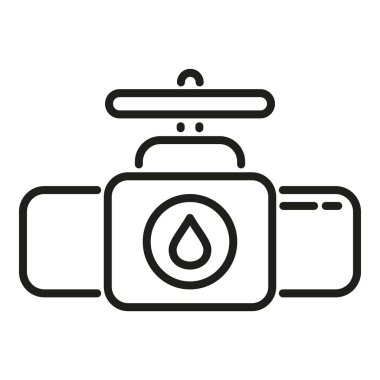 Petrol musluğu ikon ana hat vektörü. Yakıt enerji istasyonu. Metal sapı