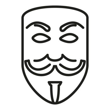 İsimsiz maske simgesi ana hat vektörü. Avatar yüzü. Kişi kullanıcı aracı