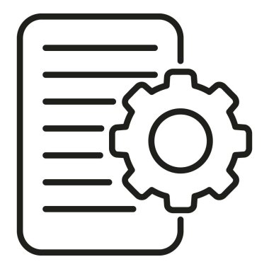 Kağıt dişli belge simgesi ana hatlı vektör. Hedef zihinsel. Başarı akıl hocası