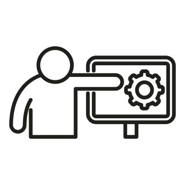 Danışman çevrimiçi zafer ikonu ana hatları vektörü. Halkın yeterliliği. Hedef motivasyon meydan okuması