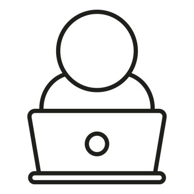 Dizüstü bilgisayar ikon ana hatlarını gerçekleştirmeye çalışıyor. İnsan eğitimi. İleriye yönlendir