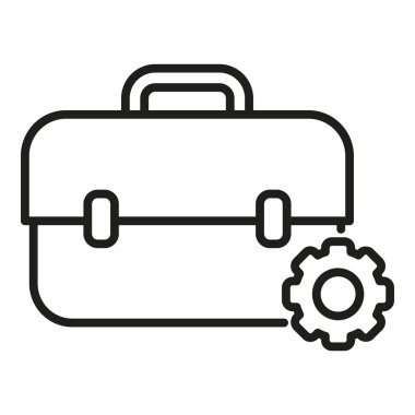 Bavul zafer danışmanı ikon ana hat vektörü. İnsan dengesi. Hedef yeteneği başarılı.