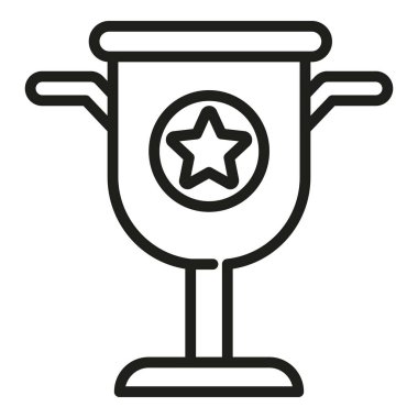 İş kupası ikonu taslak vektörünün farkına var. Lider vizyonu. İş sorunu