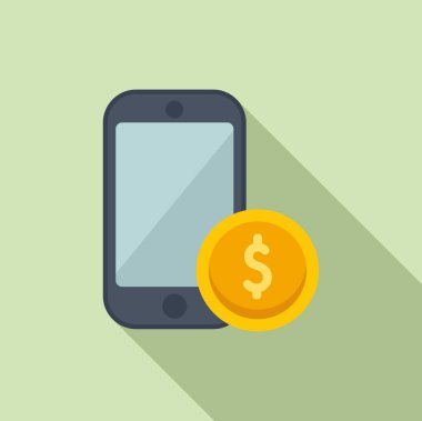 Akıllı telefon para uygulaması simgesi düz vektör. Kredi kartı ekstresi. İş hesabı