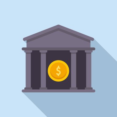 Kredi Bankası binası ikonu düz vektör. Kredi kartını imzala. Güvenli cüzdan