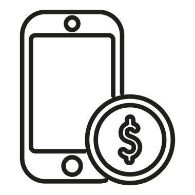 Akıllı telefon para uygulama simgesi ana hatları vektörü. Kredi kartı ekstresi. İş hesabı