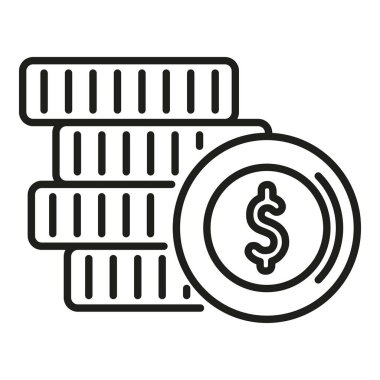 Madeni para simgesi ana hat vektörü. Uygulamalı kredi cüzdanı. Madeni para finansmanı kredi fonları