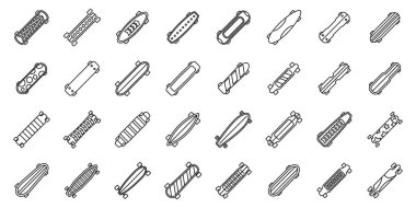 Uzuntahta simgeleri dış hat vektörünü ayarlar. Uzun güverte aktif. Sokak kültürü patencisi