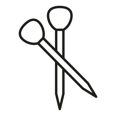 Tuhafiye klipsi simge ana hatları vektörü. Kumaş aksesuarlar. Ölçüm makinesi