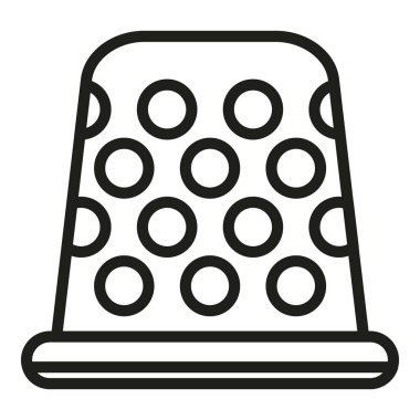 Parmak iğnesi koruma ikonu ana hat vektörü. Dikiş işi. Terzi ekipmanları