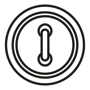 Dikiş düğmesi simgesi ana hatları vektörü. Makine el işi terzilik. Moda düğmesi biçimi