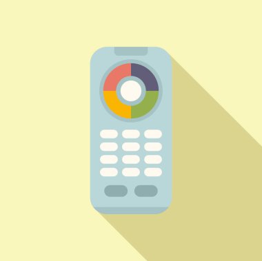 Uzaktan kumanda ampul simgesi düz vektör. Enerji parlaklığı. Mobil ışık